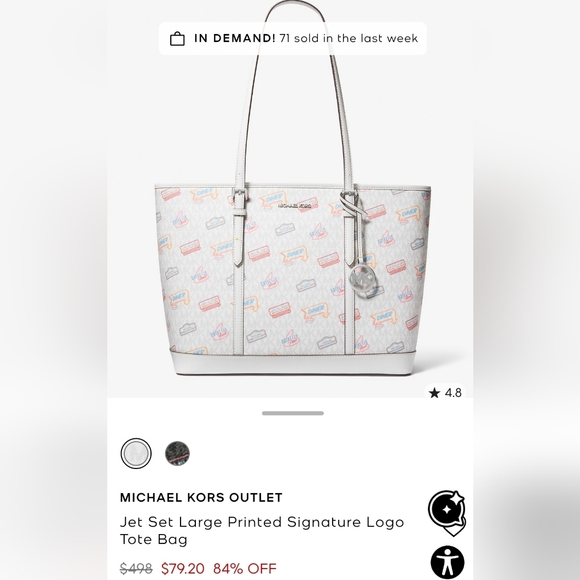 NWOT MK Jet Set Large Printed Signature Logo Tote Bag - Picture 2 of 10